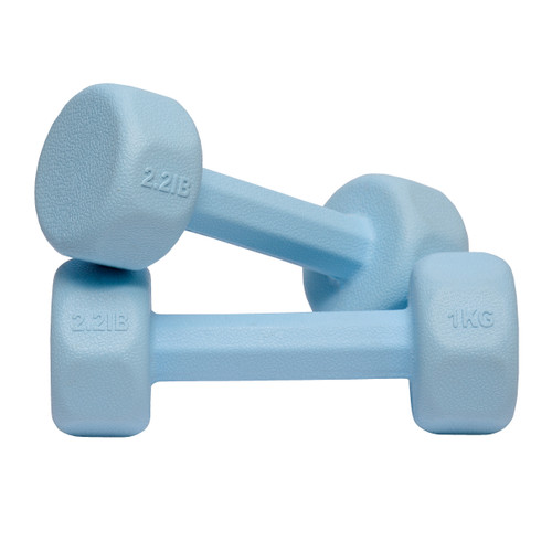 دمبل ۱کیلویی رنگ آبی یخی با روکش ترموپلاستیک